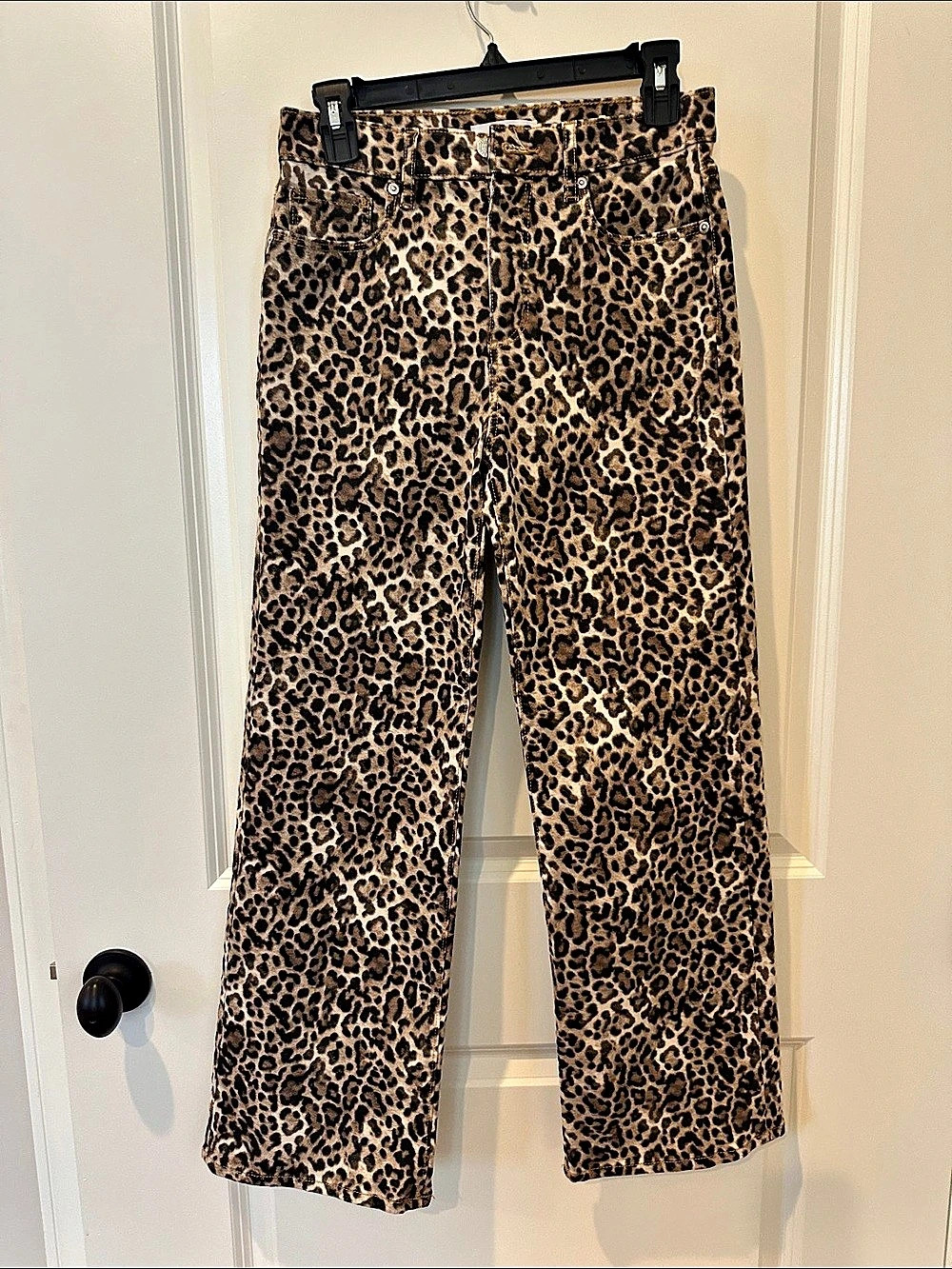 LOFT Leopard Print Straight Leg Pants Size 0/25 petite Like New!